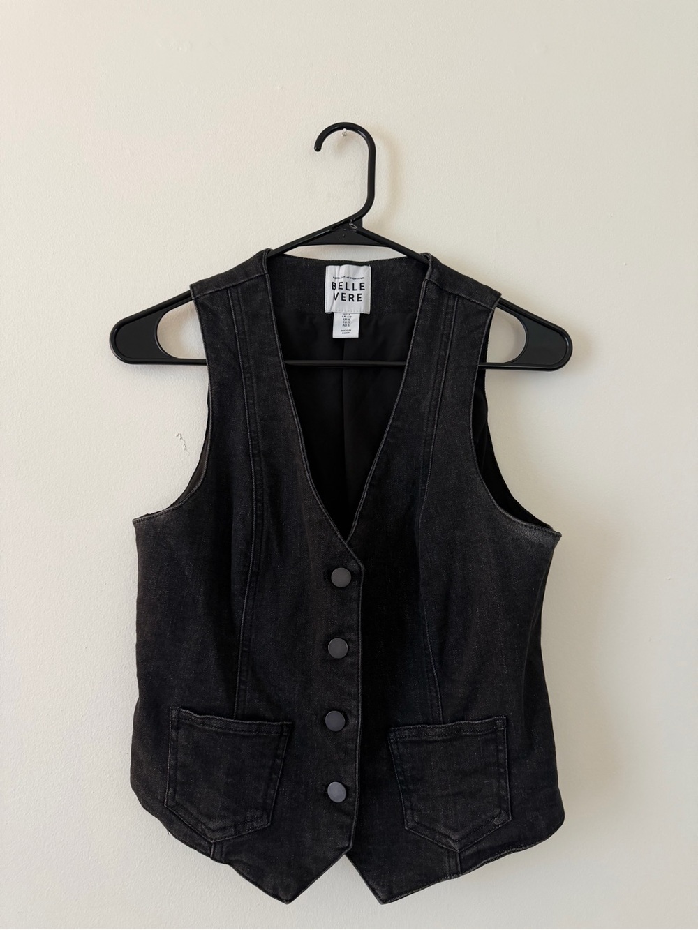 T.J.Maxx Black Denim Button-Front Vest